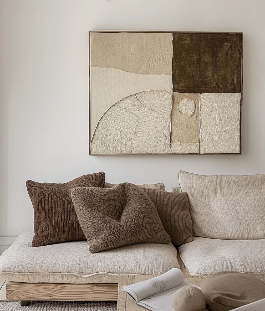 Multicolor Earthbound Balance-Minimalist Geometric Arc Block Texture Abstract Wall Art - Artwallpainting