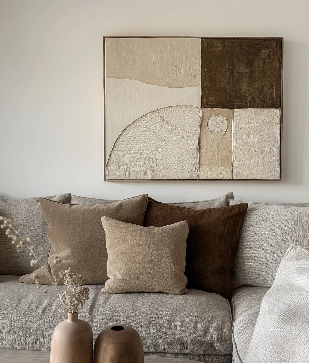 Multicolor Earthbound Balance-Minimalist Geometric Arc Block Texture Abstract Wall Art - Artwallpainting