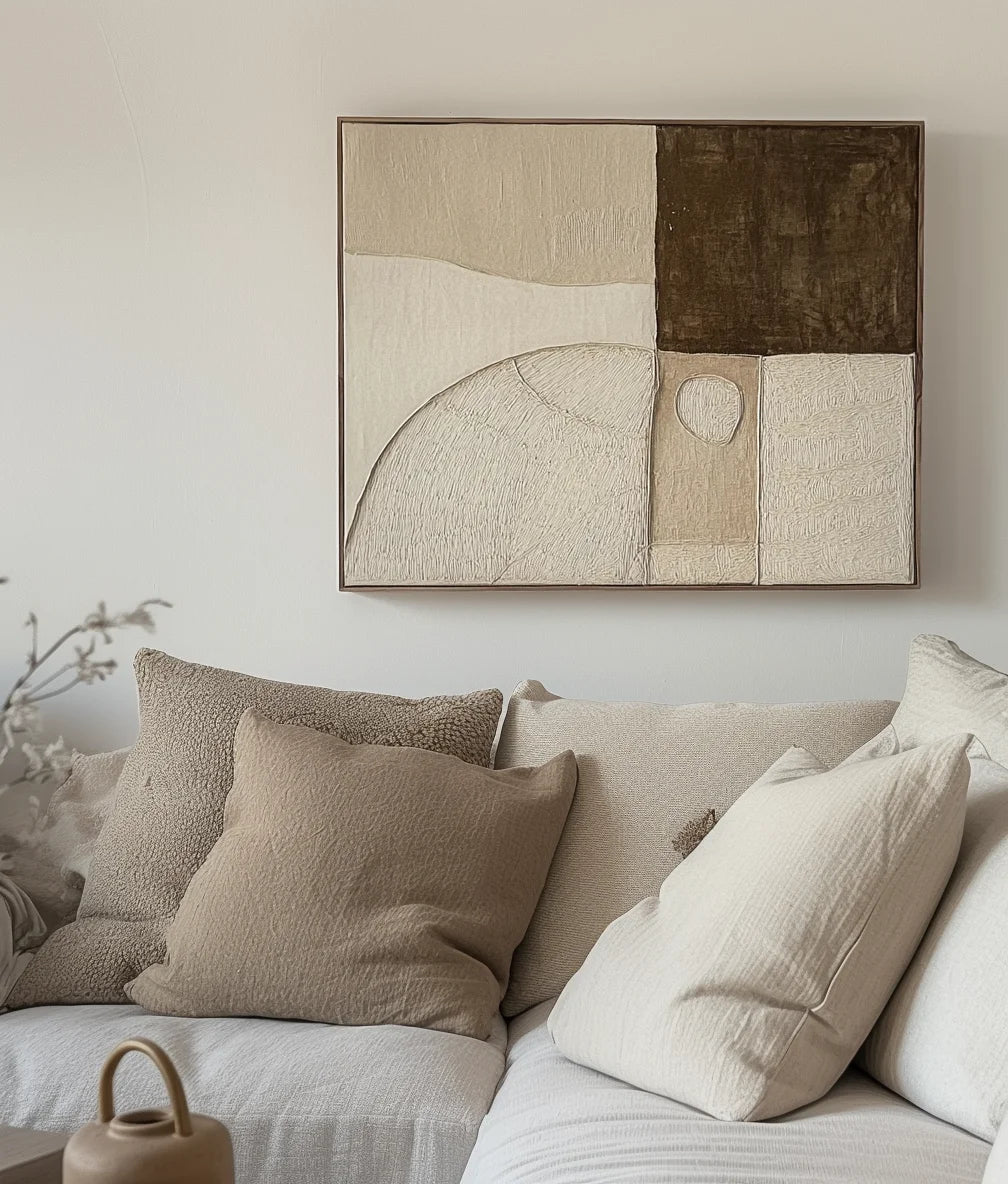 Multicolor Earthbound Balance-Minimalist Geometric Arc Block Texture Abstract Wall Art - Artwallpainting