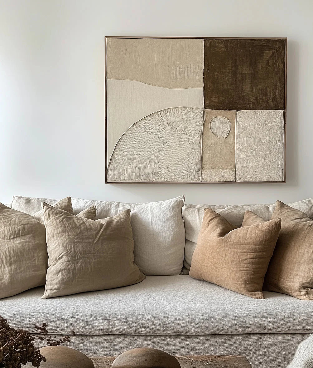 Multicolor Earthbound Balance-Minimalist Geometric Arc Block Texture Abstract Wall Art - Artwallpainting