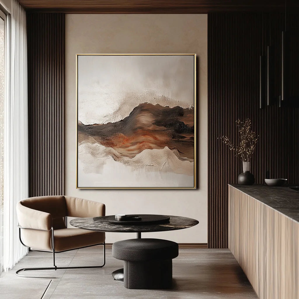 Multicolor Earthbound Serenity-Hand-Painted Thick Mountain Texture Wall Art - Artwallpainting
