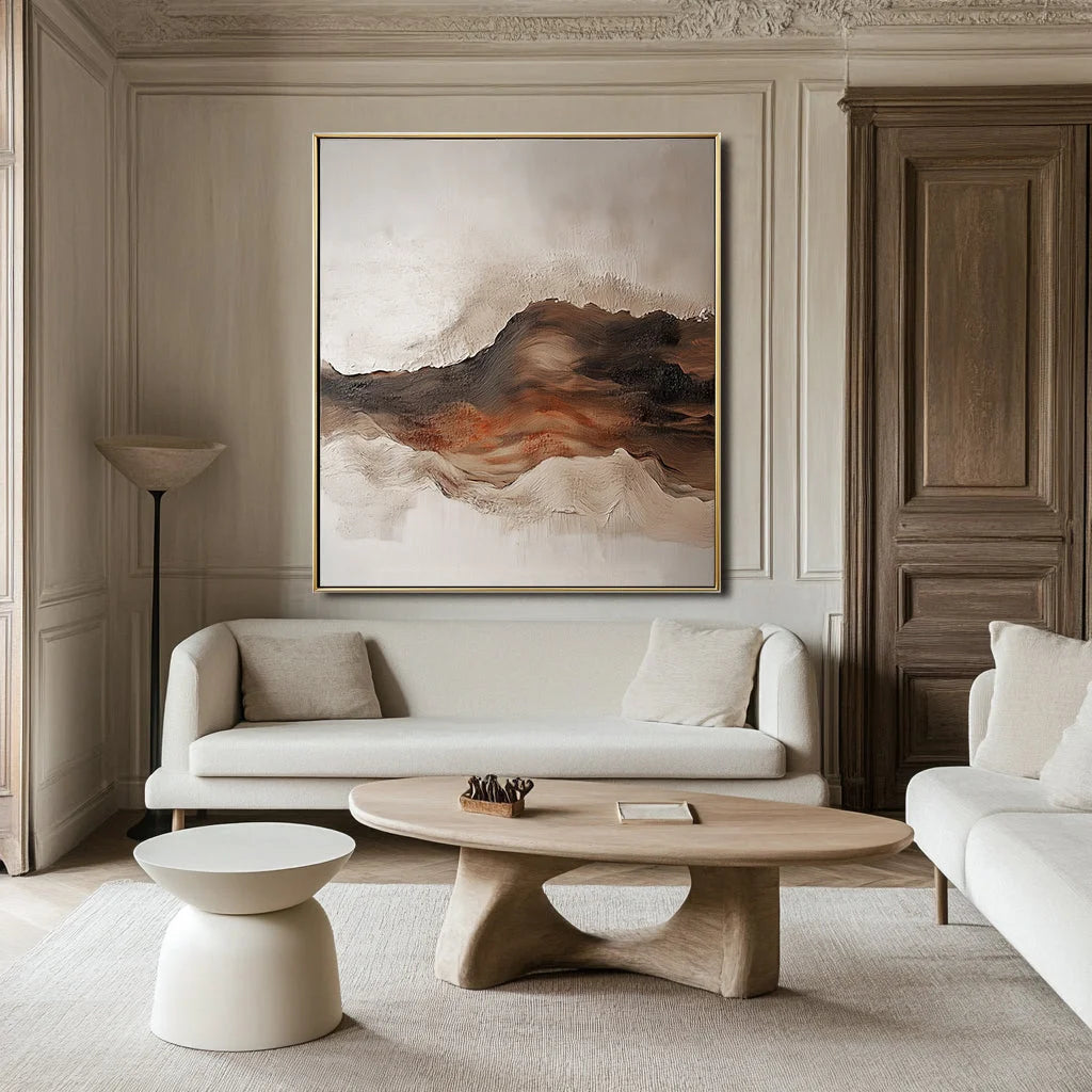 Multicolor Earthbound Serenity-Hand-Painted Thick Mountain Texture Wall Art - Artwallpainting