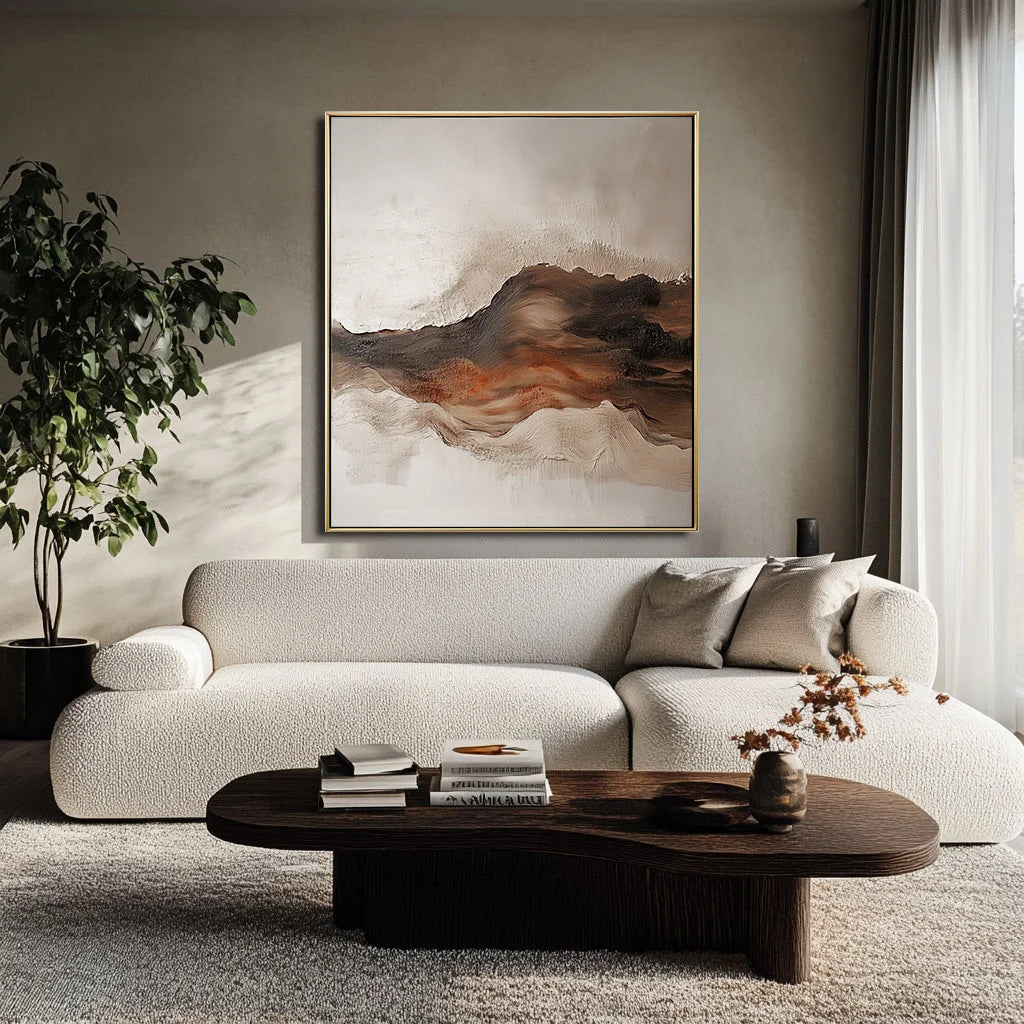 Multicolor Earthbound Serenity-Hand-Painted Thick Mountain Texture Wall Art - Artwallpainting