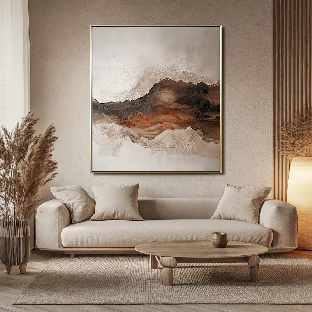 Multicolor Earthbound Serenity-Hand-Painted Thick Mountain Texture Wall Art - Artwallpainting