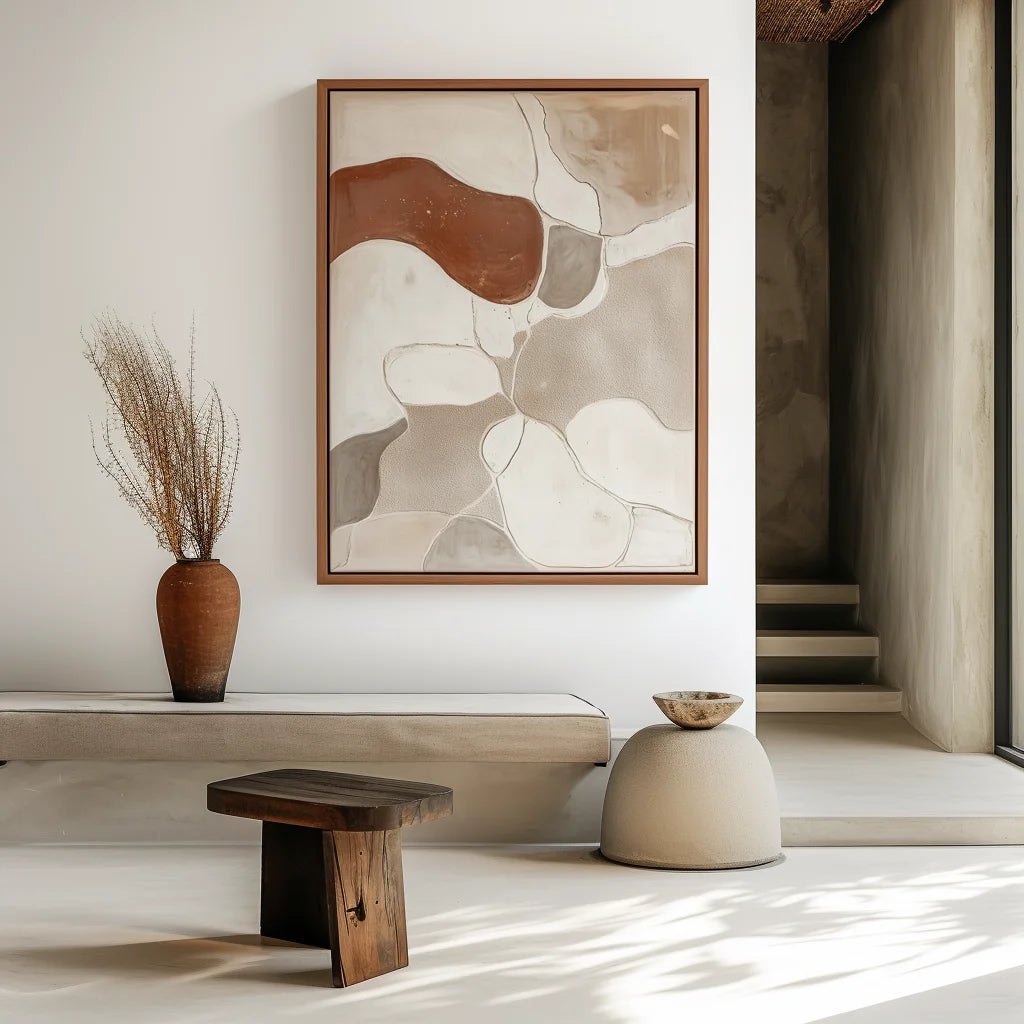 Multicolor Earthen Harmony-Modern Minimalist Wabi-Sabi Style Abstract Wall Art - Artwallpainting