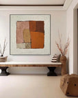 Multicolor Earthen Harmony Rustic Abstract Geometric Textured Oil Painting Wall Art - Artwallpainting