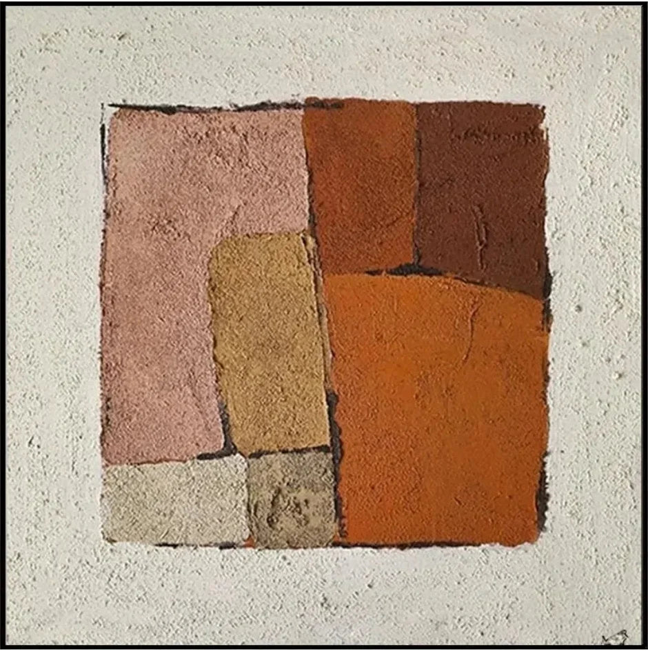 Multicolor Earthen Harmony Rustic Abstract Geometric Textured Oil Painting Wall Art - Artwallpainting