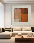 Multicolor Earthen Harmony Rustic Abstract Geometric Textured Oil Painting Wall Art - Artwallpainting