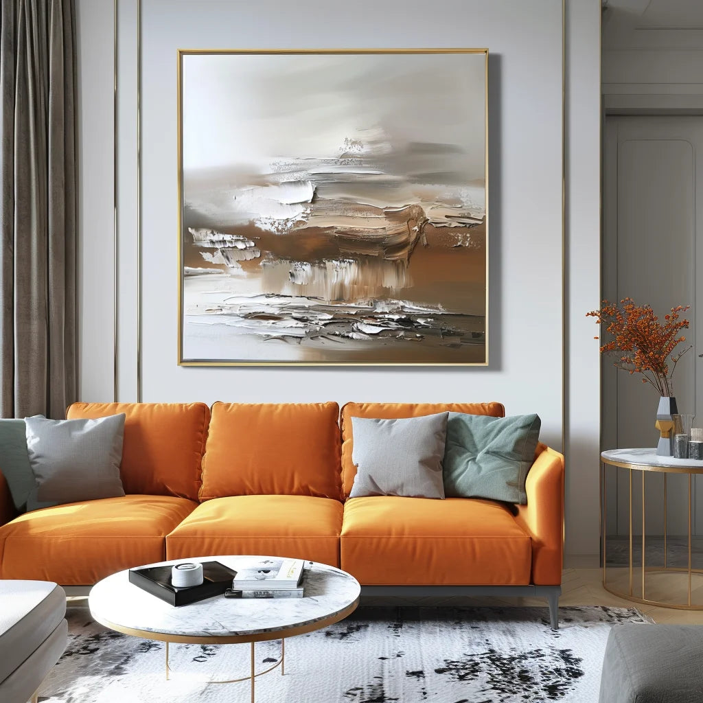 Multicolor Earthen Symphony-Indoor Or Living Room Warm Brown Natural Abstract Wall Art - Artwallpainting