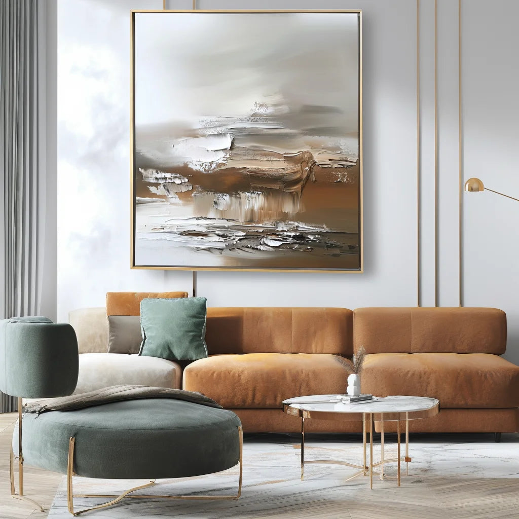 Multicolor Earthen Symphony-Indoor Or Living Room Warm Brown Natural Abstract Wall Art - Artwallpainting