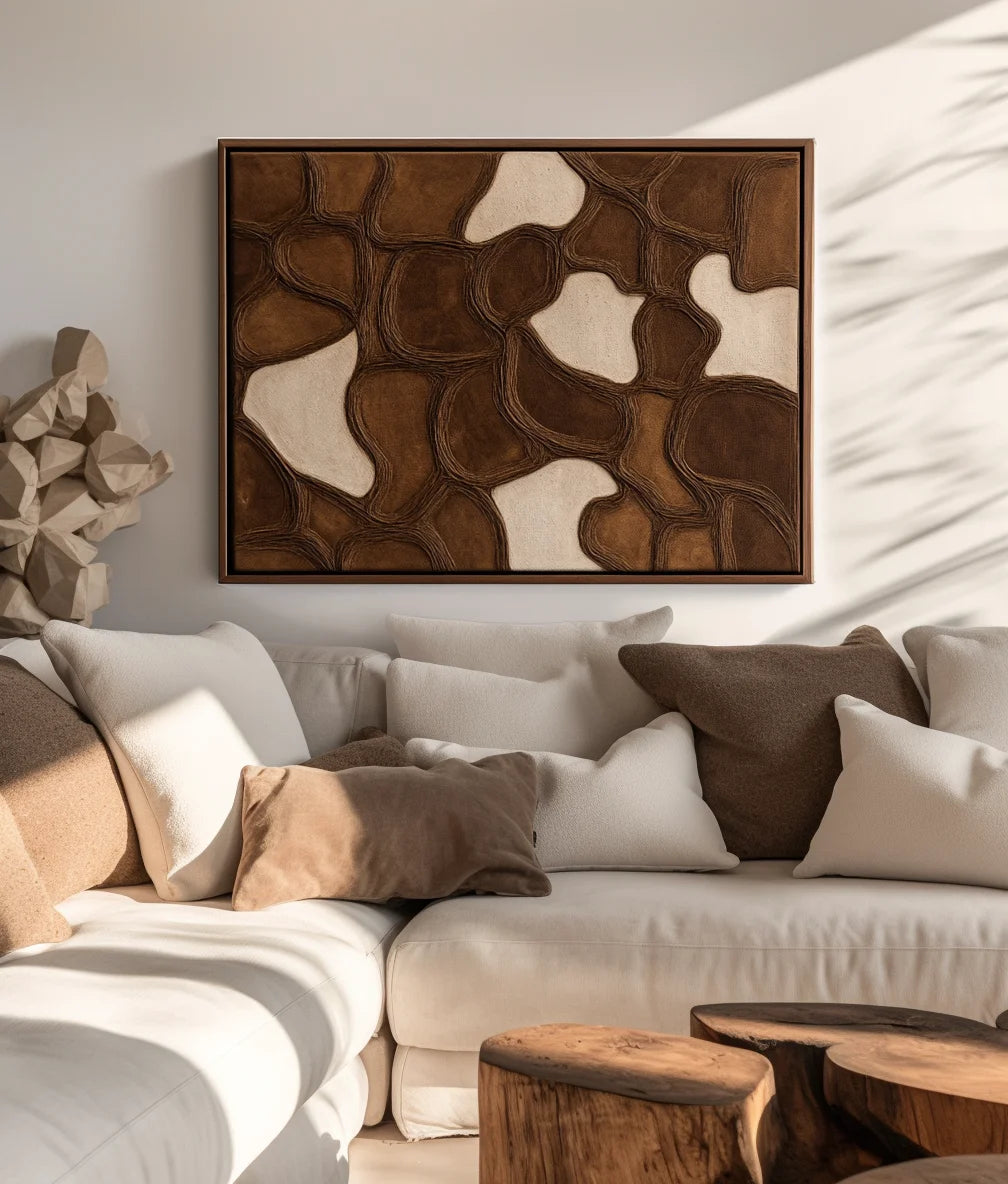 Multicolor Earthen Veins Weave-Modern Living Room Or Bedroom Decoration With Three-Dimensional Irregular Block Abstract Wall Art - Artwallpainting