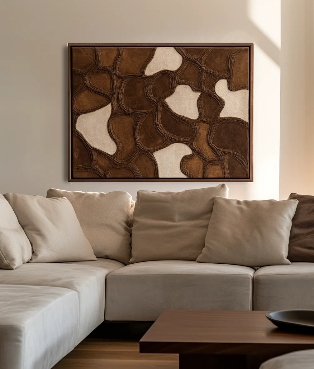 Multicolor Earthen Veins Weave-Modern Living Room Or Bedroom Decoration With Three-Dimensional Irregular Block Abstract Wall Art - Artwallpainting
