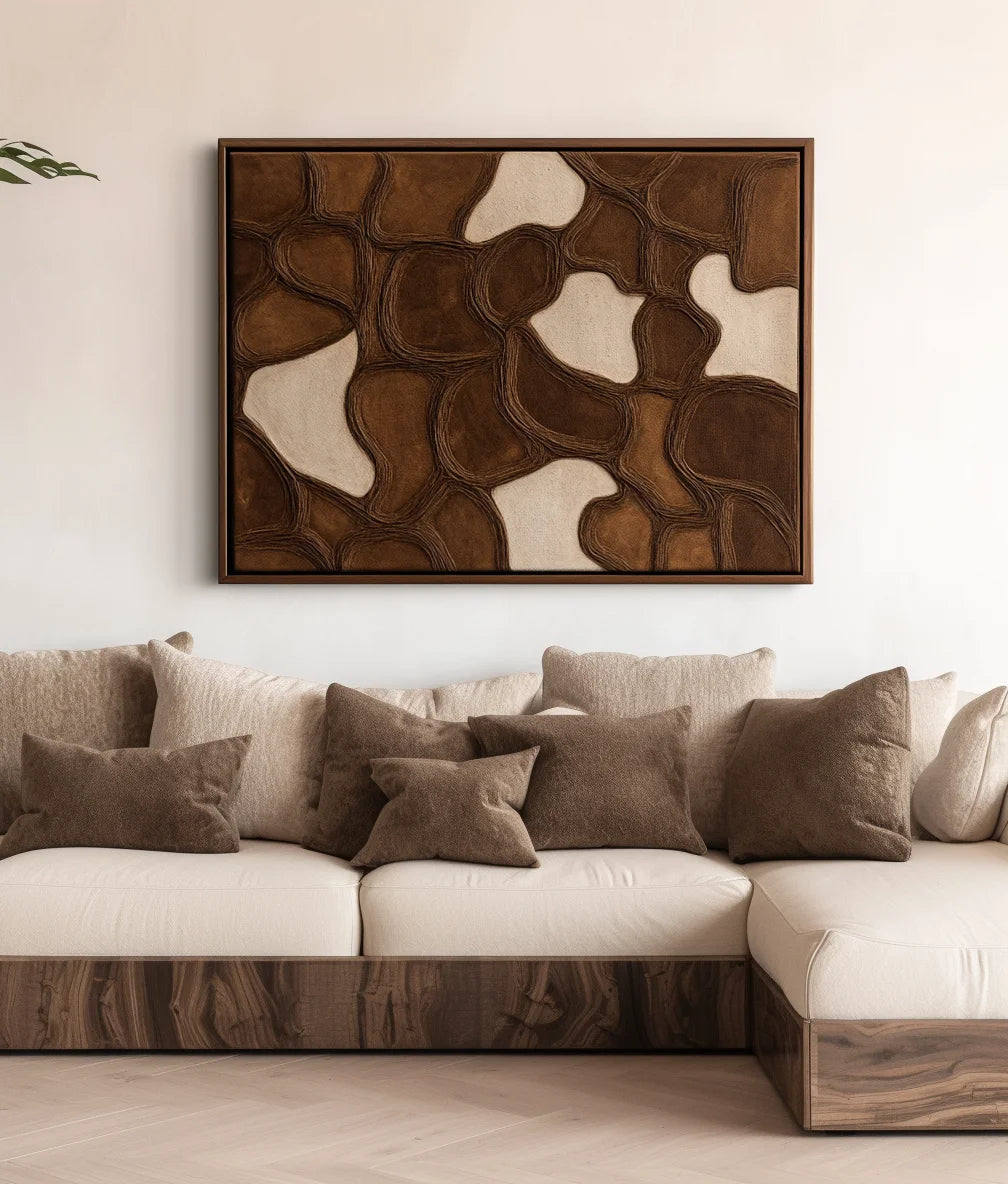 Multicolor Earthen Veins Weave-Modern Living Room Or Bedroom Decoration With Three-Dimensional Irregular Block Abstract Wall Art - Artwallpainting