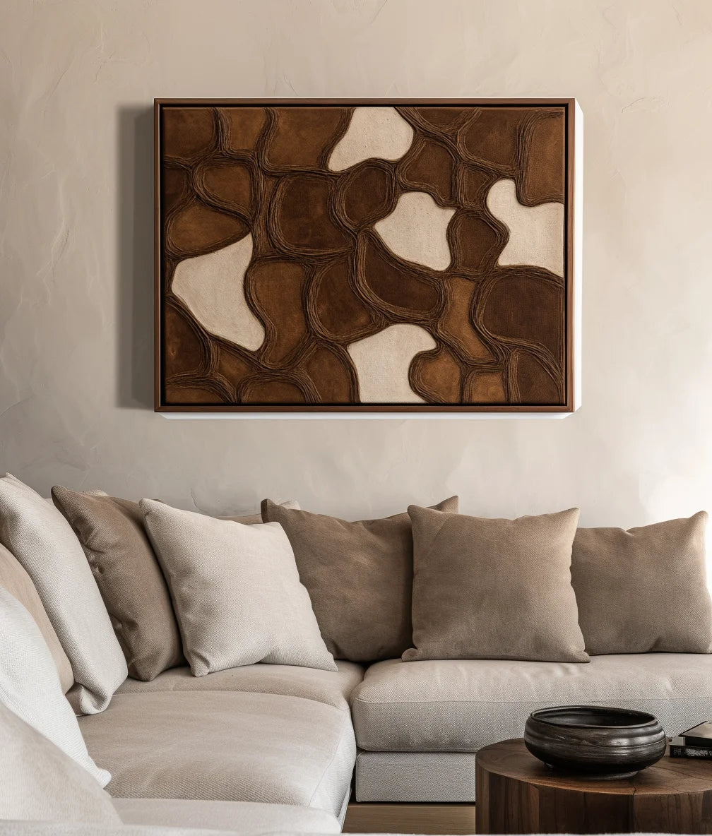 Multicolor Earthen Veins Weave-Modern Living Room Or Bedroom Decoration With Three-Dimensional Irregular Block Abstract Wall Art - Artwallpainting