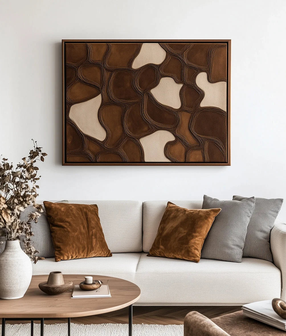 Multicolor Earthen Veins Weave-Modern Living Room Or Bedroom Decoration With Three-Dimensional Irregular Block Abstract Wall Art - Artwallpainting