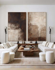Multicolor Earthy Elegance Abstract Diptych Set Of 2 - Artwallpainting
