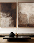 Multicolor Earthy Elegance Abstract Diptych Set Of 2 - Artwallpainting
