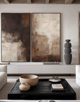 Multicolor Earthy Elegance Abstract Diptych Set Of 2 - Artwallpainting