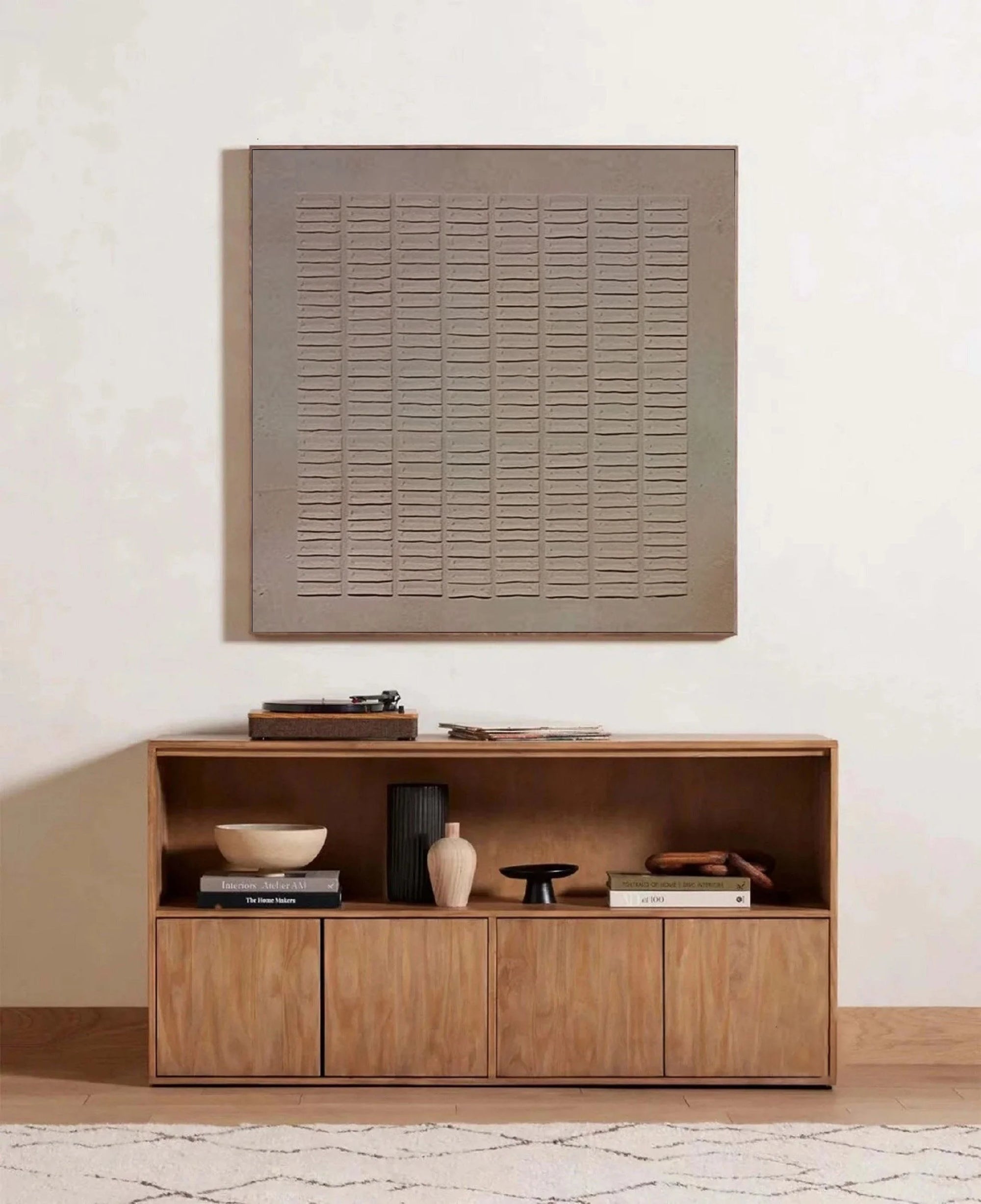 Multicolor Earthy Grid Textured Canvas - Artwallpainting