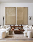 Multicolor Earthy Simplicity Neutral Textured Canvas Duo Set Of 2 - Artwallpainting