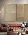Multicolor Earthy Simplicity Neutral Textured Canvas Duo Set Of 2 - Artwallpainting
