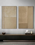 Multicolor Earthy Simplicity Neutral Textured Canvas Duo Set Of 2 - Artwallpainting