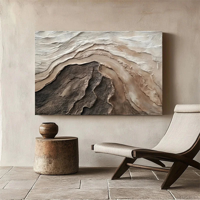 Multicolor Earthy Textured Abstract Wall Art For Modern Home Decor - Artwallpainting