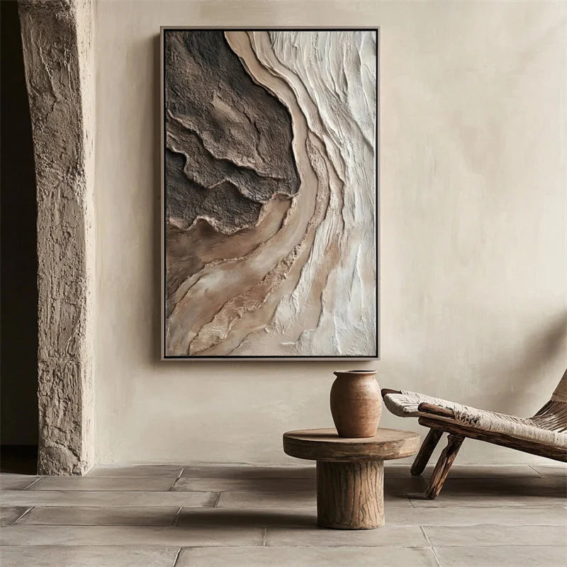 Multicolor Earthy Textured Abstract Wall Art For Modern Home Decor - Artwallpainting