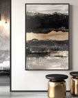 Multicolor Ebon Drift - Vertical Abstract Textured Landscape Painting - Artwallpainting