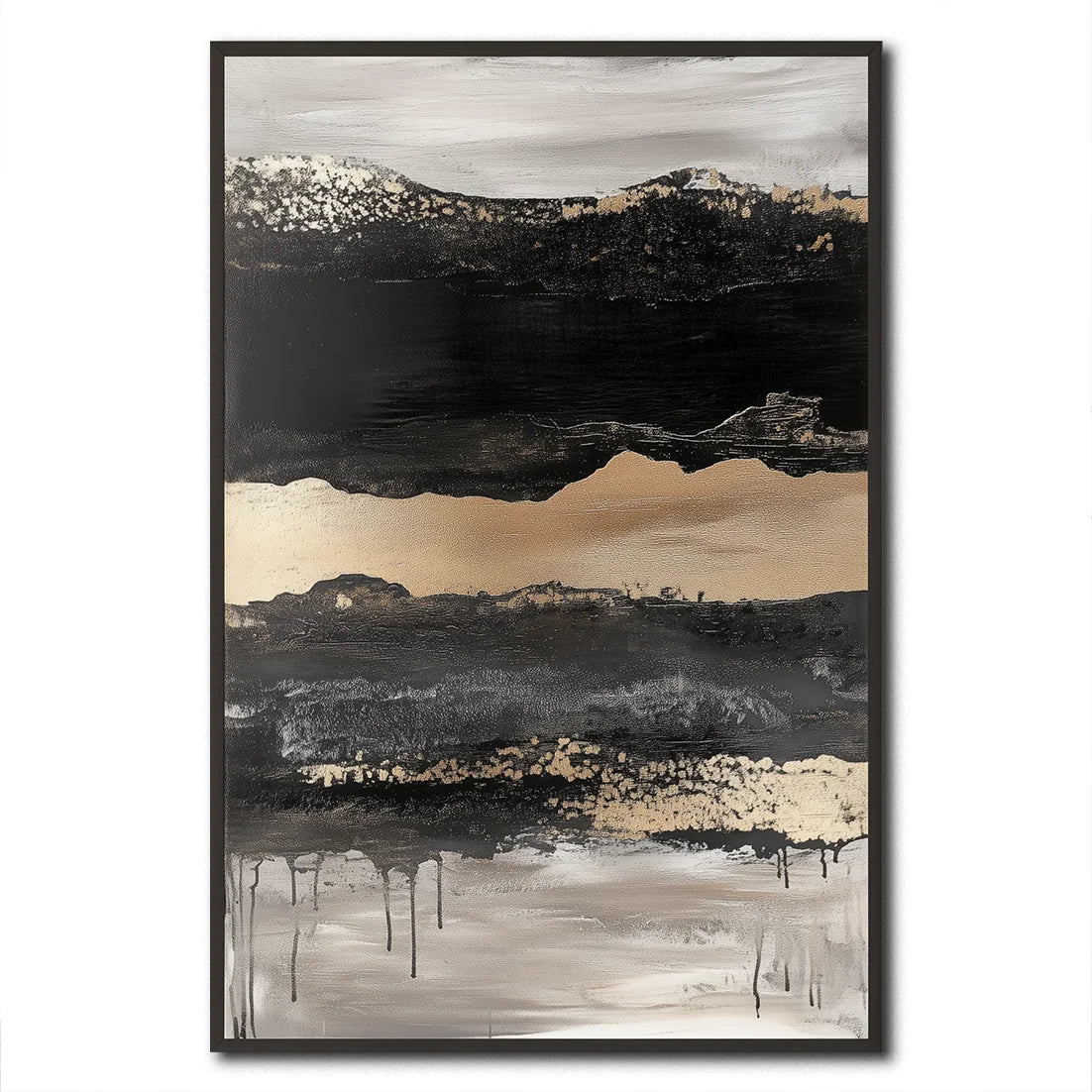 Multicolor Ebon Drift - Vertical Abstract Textured Landscape Painting - Artwallpainting