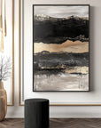Multicolor Ebon Drift - Vertical Abstract Textured Landscape Painting - Artwallpainting