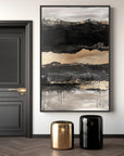 Multicolor Ebon Drift - Vertical Abstract Textured Landscape Painting - Artwallpainting