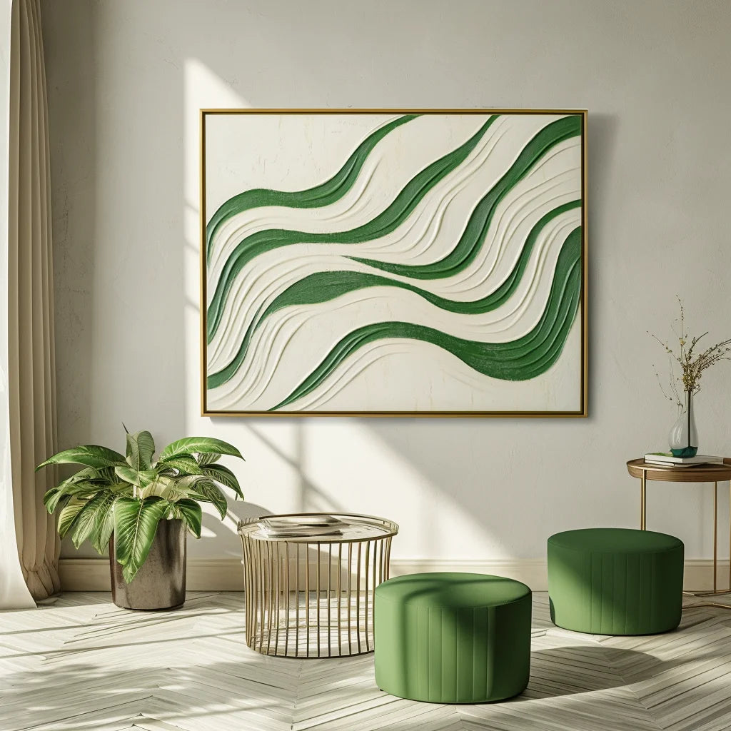 Multicolor Echo Drift - Abstract Oil Painting For Wavy Line Modern Wall Art - Artwallpainting
