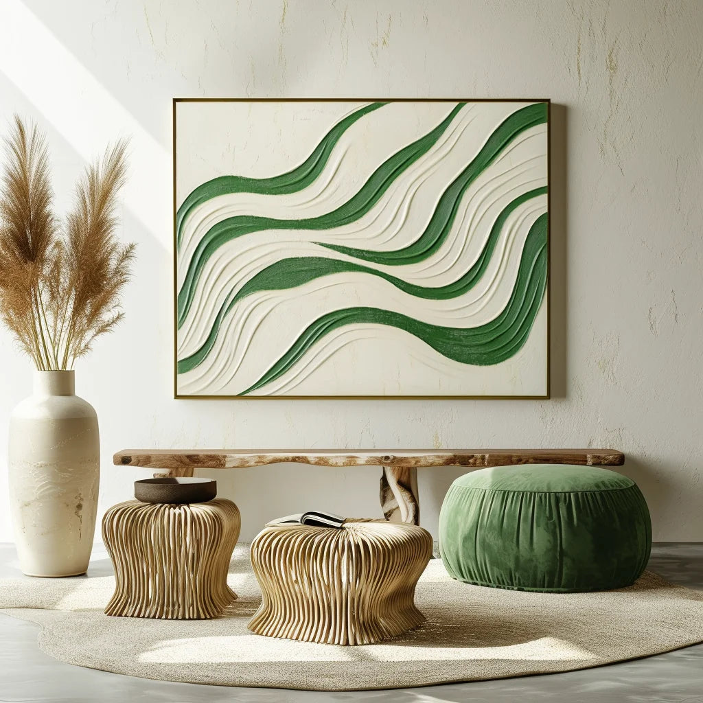 Multicolor Echo Drift - Abstract Oil Painting For Wavy Line Modern Wall Art - Artwallpainting