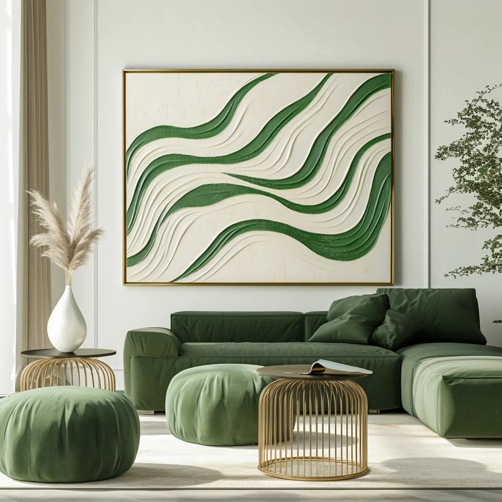 Multicolor Echo Drift - Abstract Oil Painting For Wavy Line Modern Wall Art - Artwallpainting