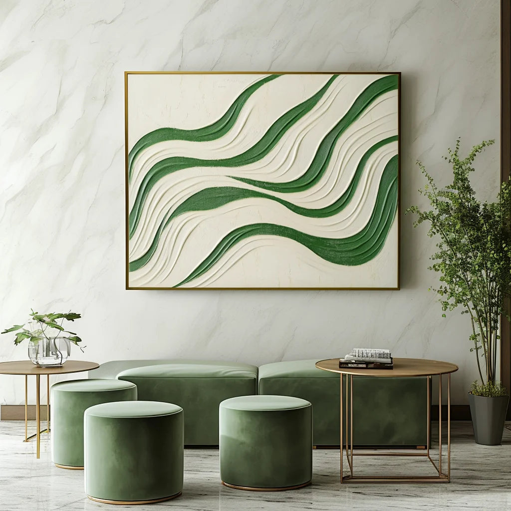 Multicolor Echo Drift - Abstract Oil Painting For Wavy Line Modern Wall Art - Artwallpainting