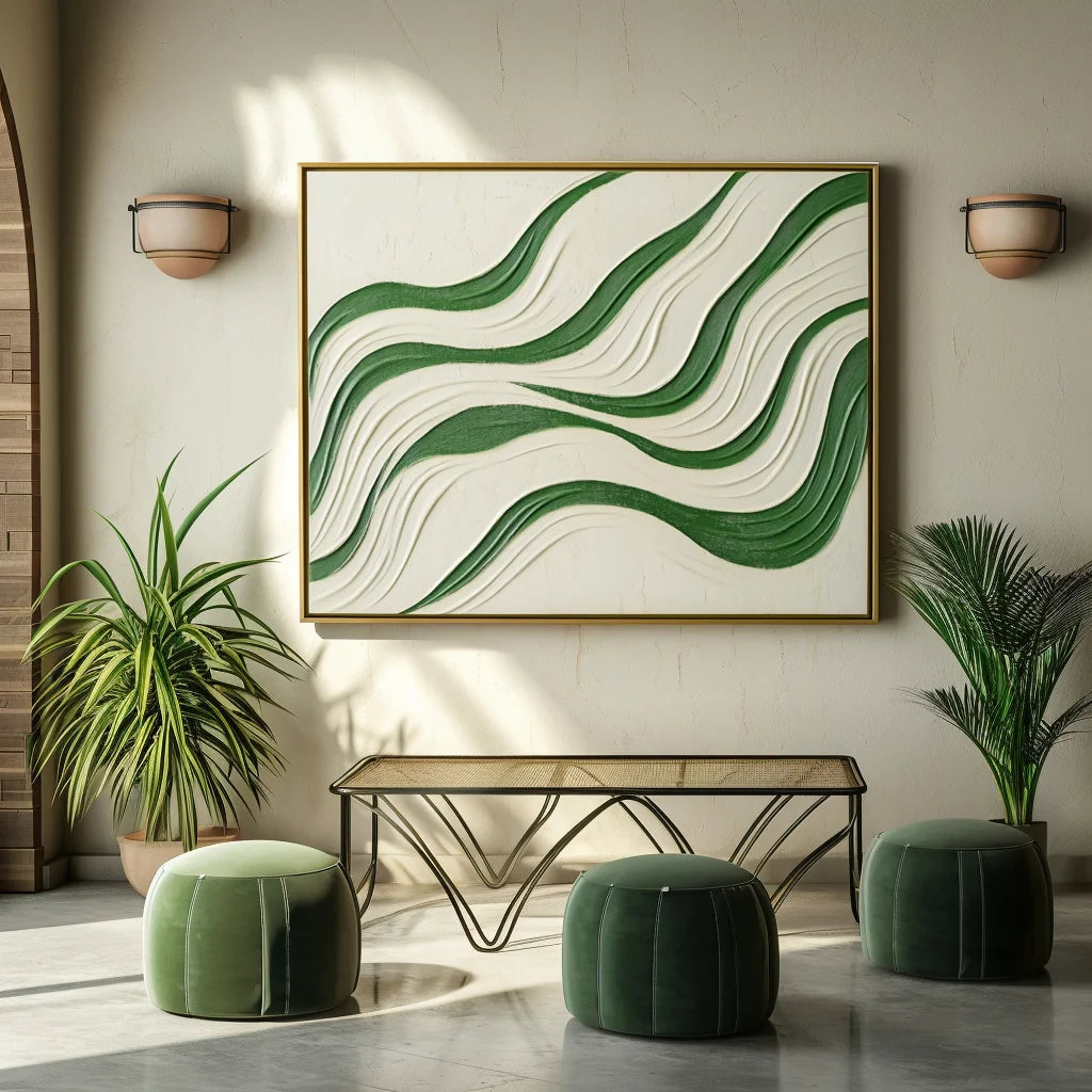 Multicolor Echo Drift - Abstract Oil Painting For Wavy Line Modern Wall Art - Artwallpainting