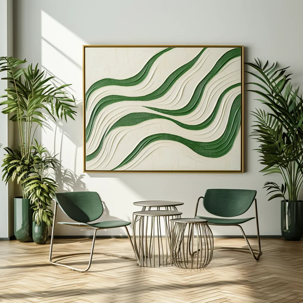 Multicolor Echo Drift - Abstract Oil Painting For Wavy Line Modern Wall Art - Artwallpainting