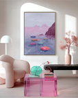 Multicolor Echo Shore Abstract Pink Coastal Canvas Painting - Artwallpainting