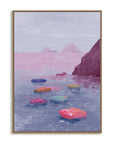 Multicolor Echo Shore Abstract Pink Coastal Canvas Painting - Artwallpainting