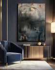 Multicolor Echoes Of Depth-Minimalist Dark Texture Abstract Art Wall Oil Painting - Artwallpainting