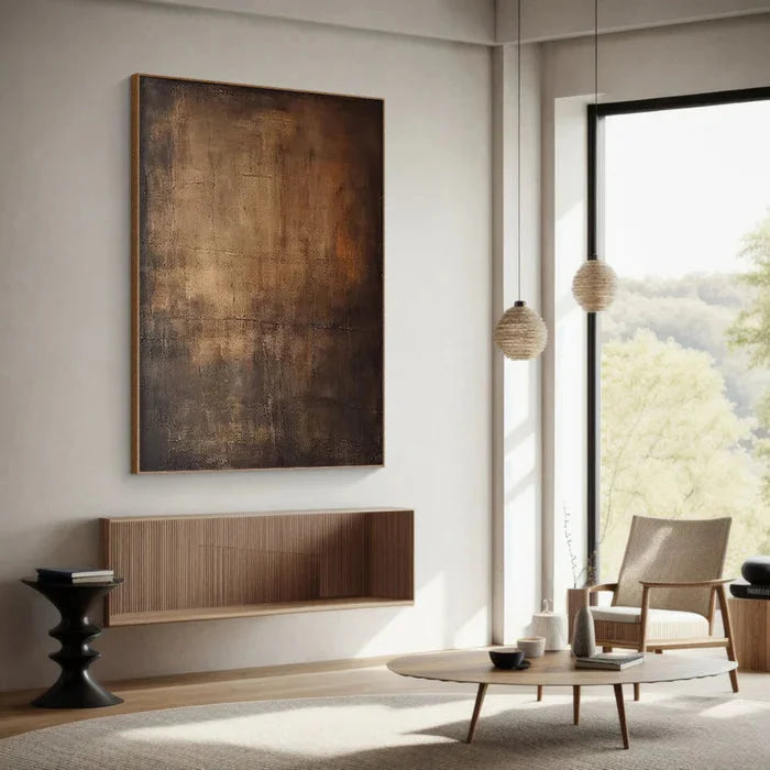Multicolor Echoes Of Earth - Minimalist Dark Textured Abstract Oil Painting - Artwallpainting