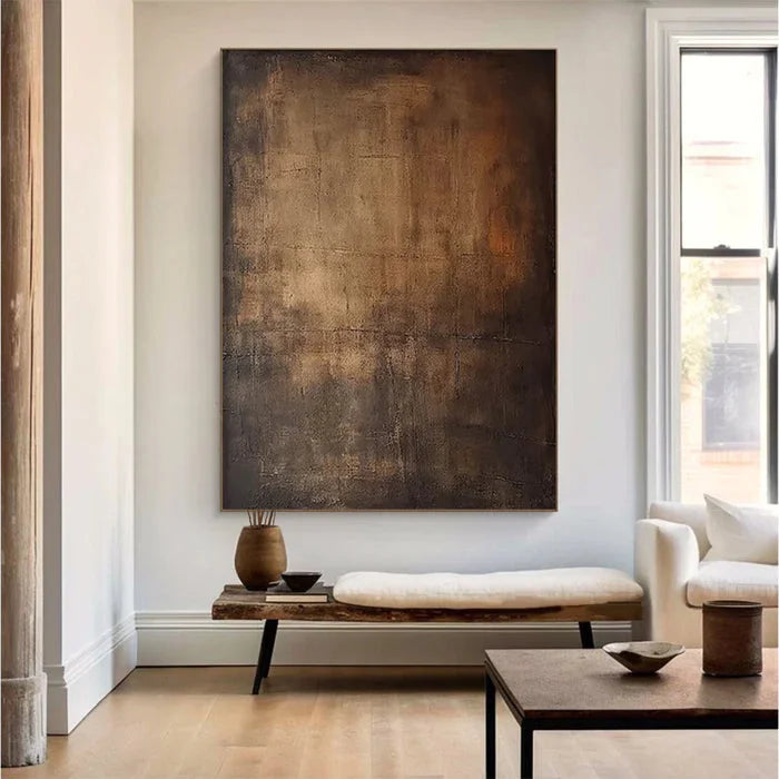 Multicolor Echoes Of Earth - Minimalist Dark Textured Abstract Oil Painting - Artwallpainting