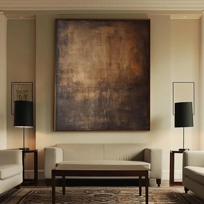 Multicolor Echoes Of Earth - Minimalist Dark Textured Abstract Oil Painting - Artwallpainting