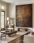 Multicolor Echoes Of Earth - Minimalist Dark Textured Abstract Oil Painting - Artwallpainting