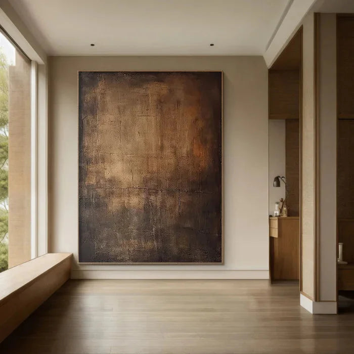 Multicolor Echoes Of Earth - Minimalist Dark Textured Abstract Oil Painting - Artwallpainting