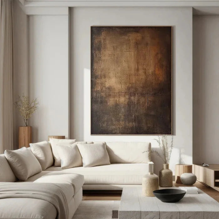 Multicolor Echoes Of Earth - Minimalist Dark Textured Abstract Oil Painting - Artwallpainting