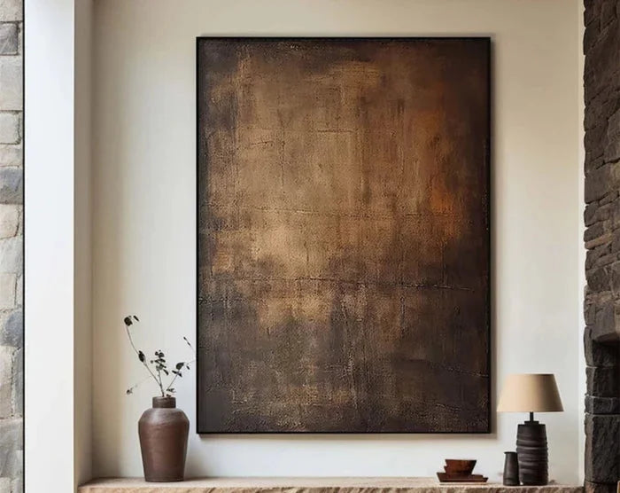 Multicolor Echoes Of Earth - Minimalist Dark Textured Abstract Oil Painting - Artwallpainting