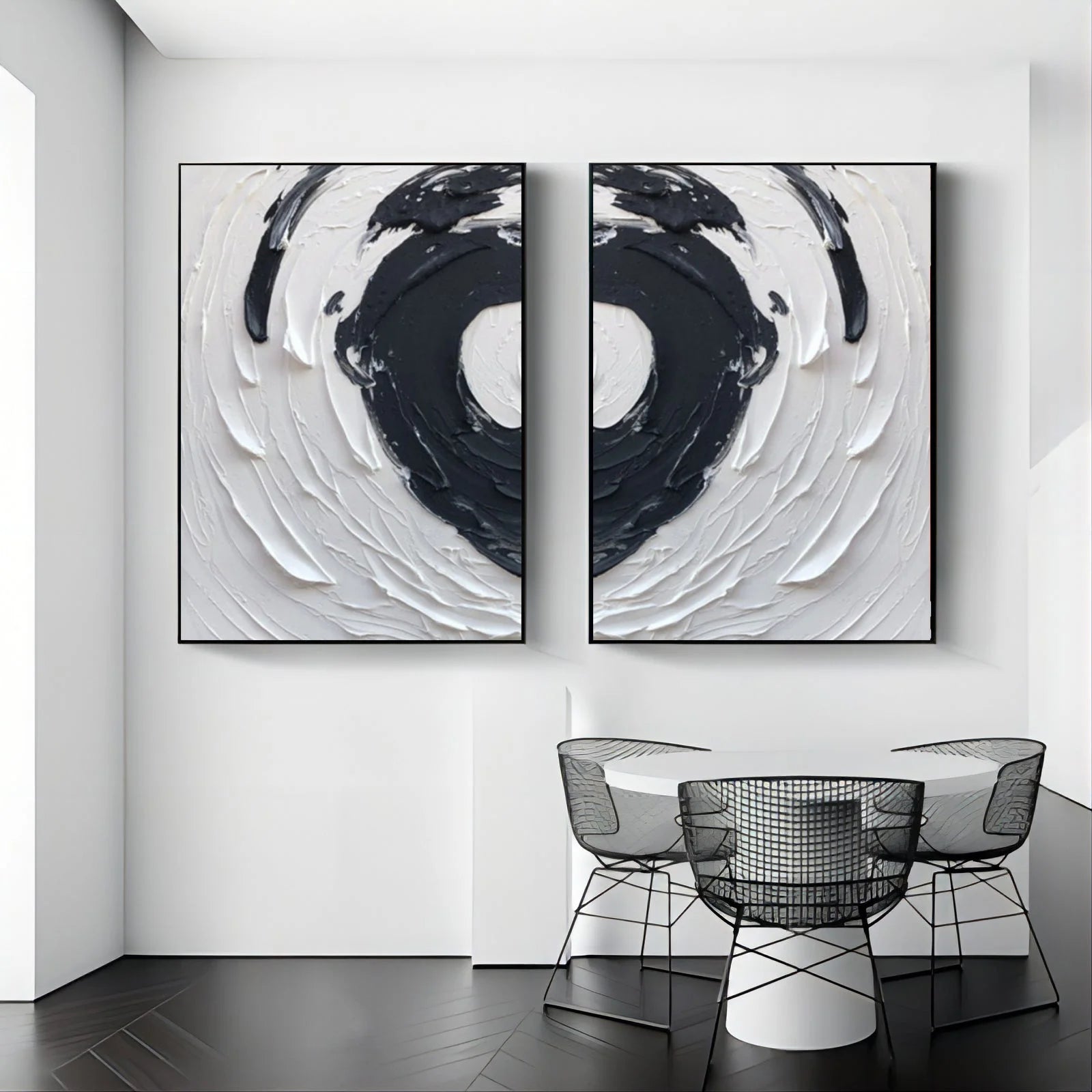 Multicolor Echoing Circles Canvas Painting For Home Decoration Set Of 2 - Artwallpainting