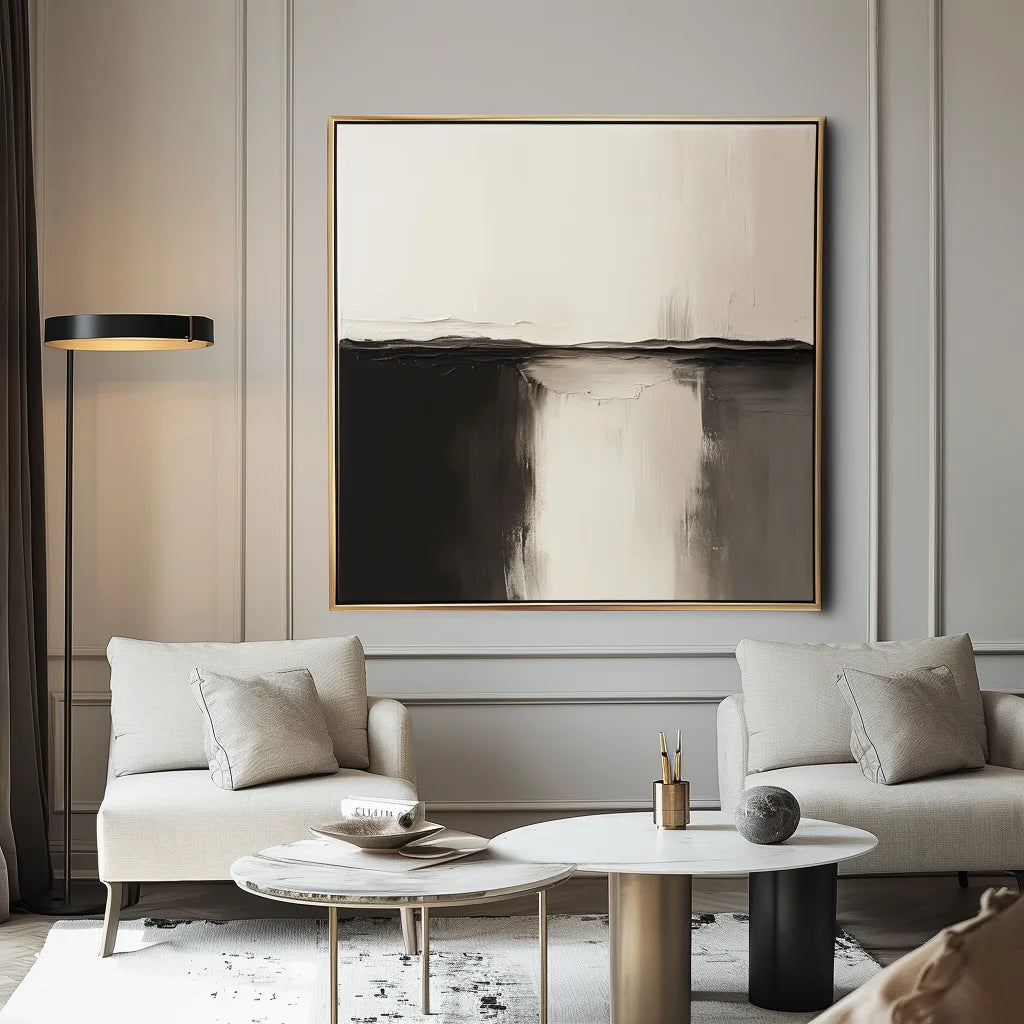 Multicolor Eclipse Horizon Canvas-Wabi-Sabi Style Abstract Oil Painting Wall Art - Artwallpainting